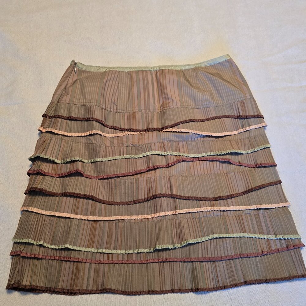 CYNTHIA by CYNTHIA STEFFE Size 6 Womens Tiered Skirt Mini Pleats Fall Colors - Picture 9 of 15